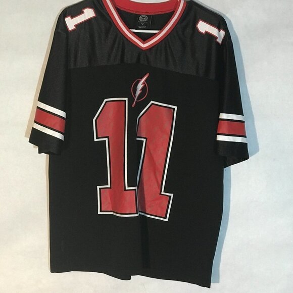 DC Comics Original The Flash Red Black Short Sleeve Football Jersey - Picture 2 of 6